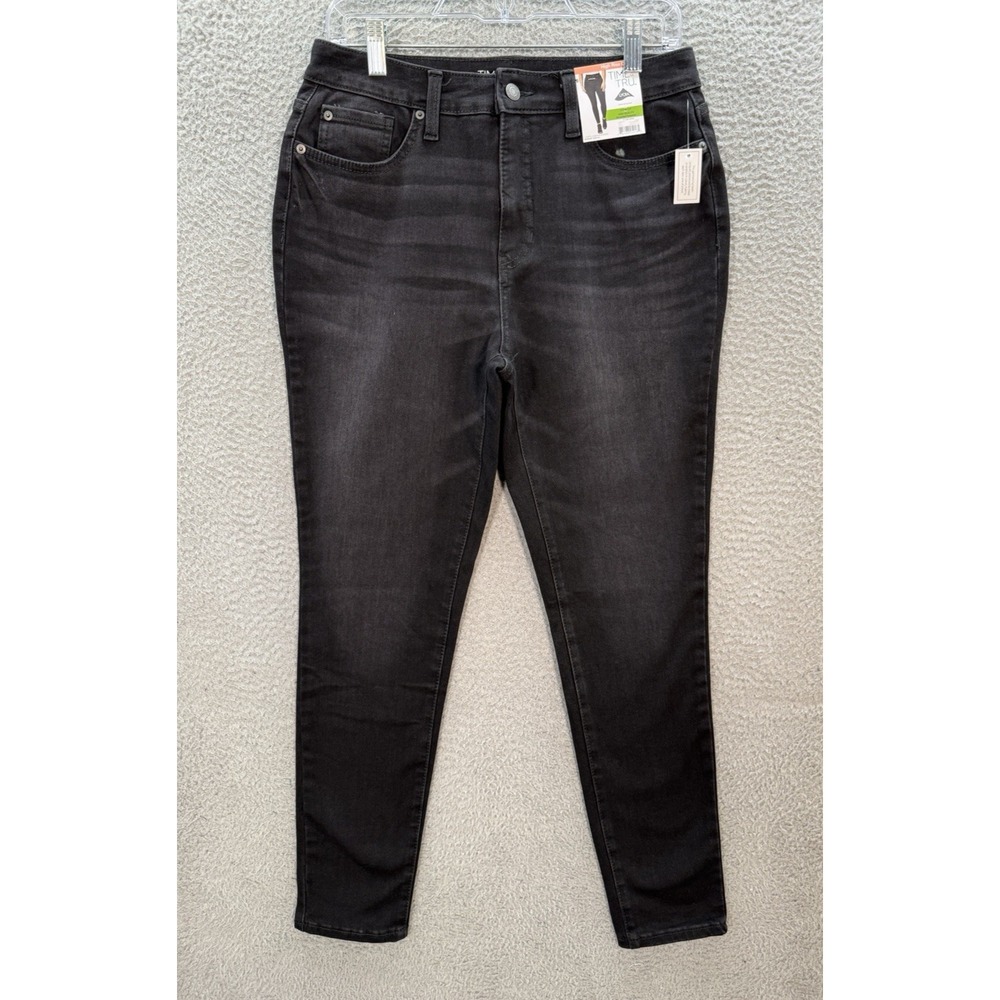 Time And Tru Jeans Womens 8 Black High Rise Curvy Stretch Distressed Preppy NEW